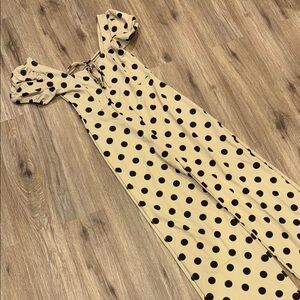 Mango Beige Dress with Black Polka Dots